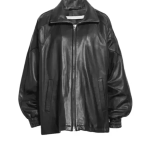 Oversized Leather Bomber Jacket