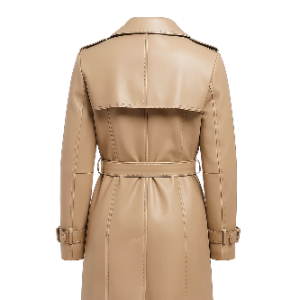 Alternative view of Real Leather Beige Trench Coat for Women
