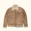 Sandstone Brown Sale Shearling Leather Bomber Jacket
