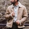 Sandstone Brown Sale Shearling Leather Bomber Jacket