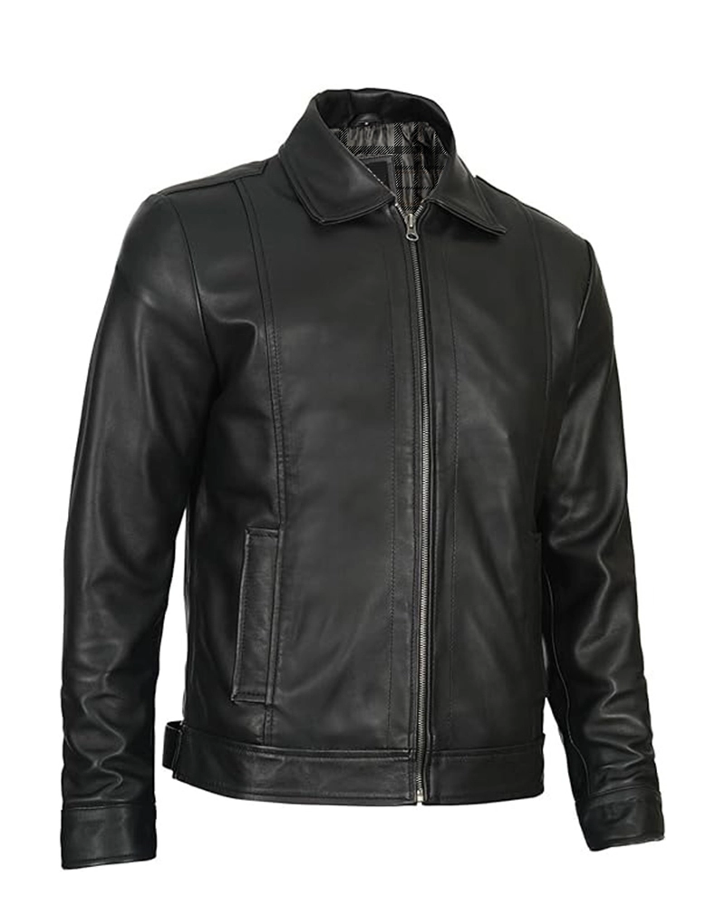 Men Simple Cafe Racer Jacket - Image 2
