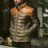 Tan & Brown New Bridger Leather Down Jacket