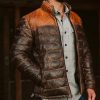Tan & Brown New Bridger Leather Down Jacket