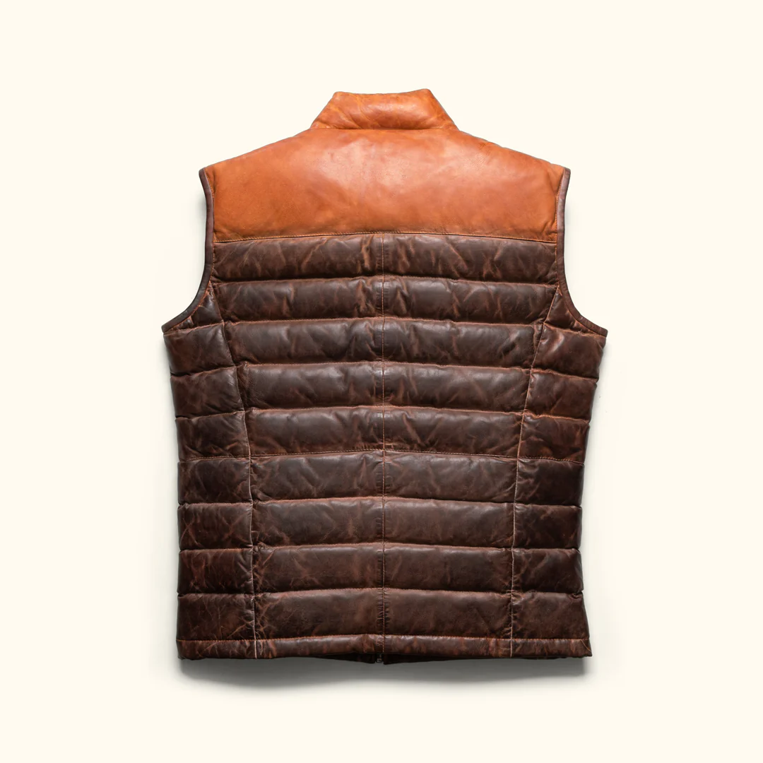 Tan & Brown New Bridger Leather Down Vest