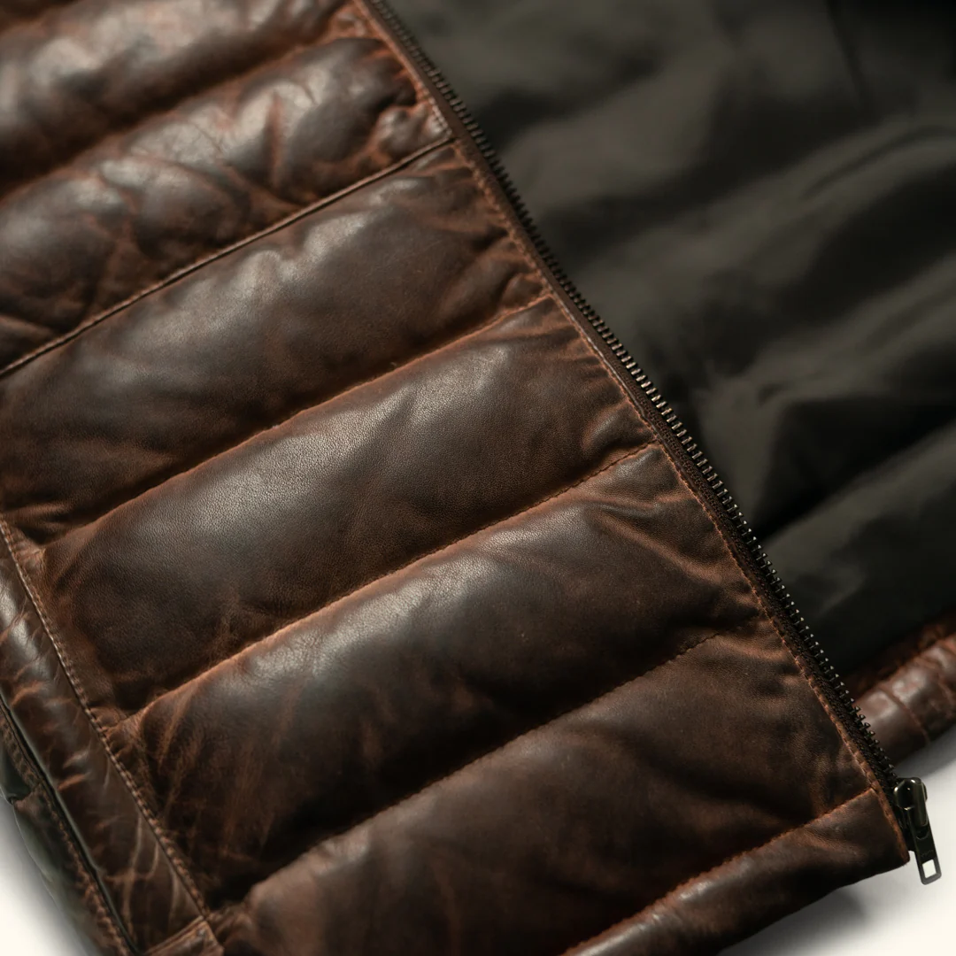 Tan & Brown New Bridger Leather Down Vest