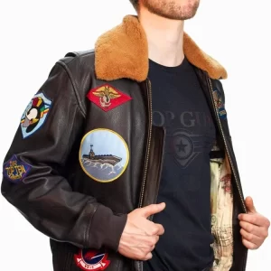 Alternative view of Top Gun Brown Leather Jacket for Men