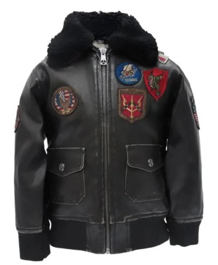 Top Gun G-1 Black Leather Aviator Bomber Sherpa Jacket