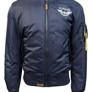 Top Gun Official MA-1 Men's Wings Bomber Jacket with Patches Navy