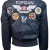 Top Gun Official MA-1 Men's Wings Bomber Jacket with Patches Navy