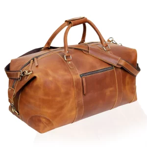 Travel Brown Leather Duffel Bag