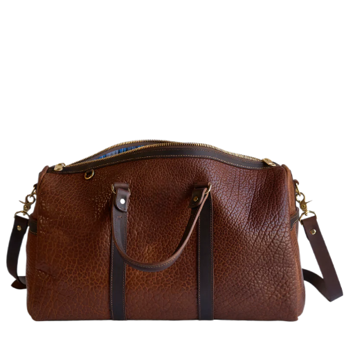 Travel Duffel Bison Walnut Leather Bag - Image 2