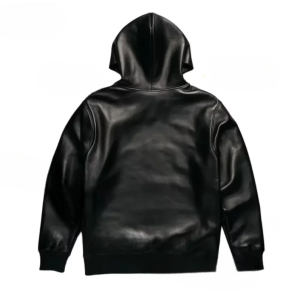 Alternative view of Unisex Black Lambskin Leather Hoodie