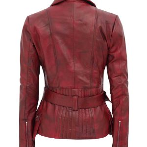 Alternative view of Victoria Burgundy Motorcycle Jacket