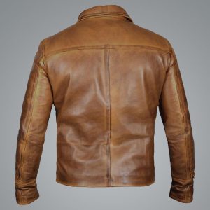 Alternative view of Men Vintage Brown Leather Jacket