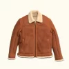 Whiskey Brown New Shearling Leather Bomber Jacket