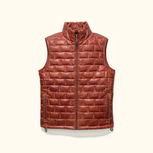 Whiskey Brown New Teton Leather Light Down Vest