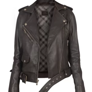 Women Alison Brown Biker Jacket