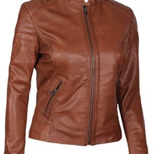 Alternative view of Womens Biker Brown Leather Jacket