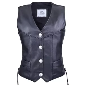 Women Biker Leather Vest