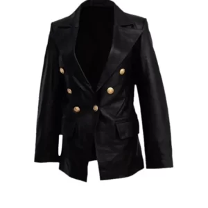 Women Black Leather Coat