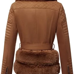 Alternative view of Women Brown Moto Leather Jacket