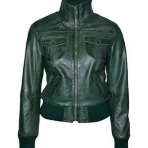 Women's Leather Bomber Jacket