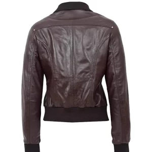 Alternative view of Women’s Brown Leather Bomber Jacket