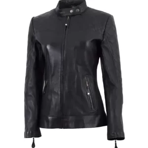 Women Cafe Racer Leather Jacket
