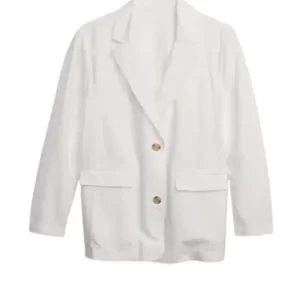Women Gap White Linen Blazer