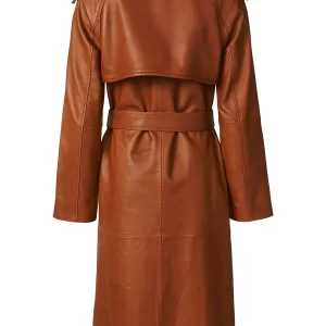Alternative view of Women Genuine Brown Leather Trench Coat