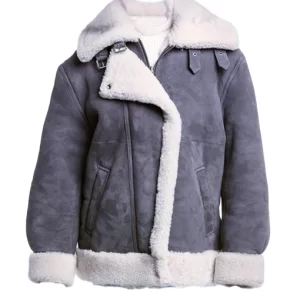 Women Grey Suede Leather Jacket
