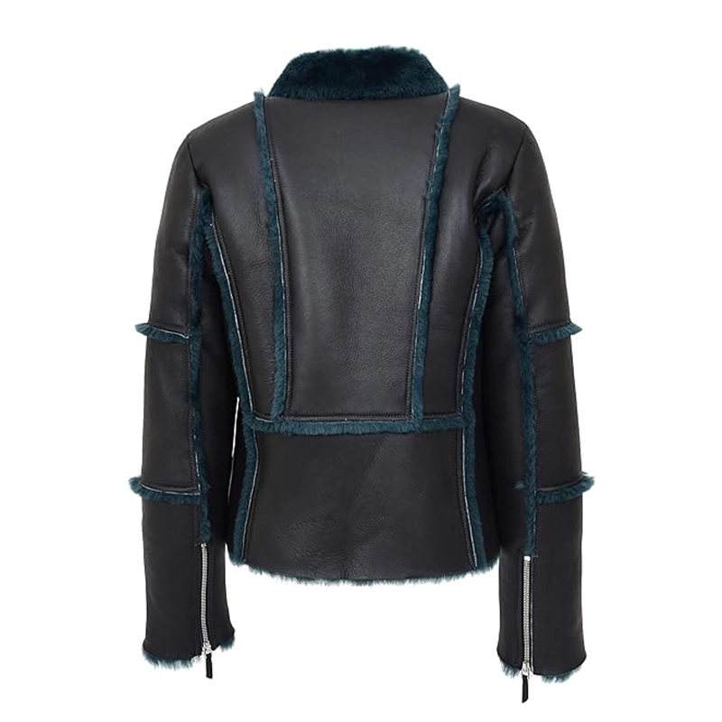 Womens Real Sheepskin Aviator Jacket - Image 2