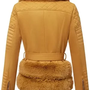 Alternative view of Women Yellow Robed Leather Jacket