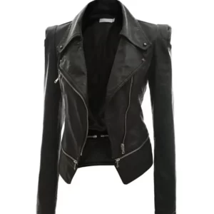 Womens Asymmetrical Moto Black Jacket