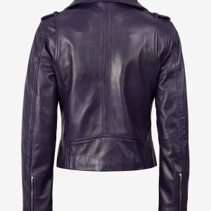 Alternative view of Women's Asymmetrical Lambskin Purple Biker Style Jacket