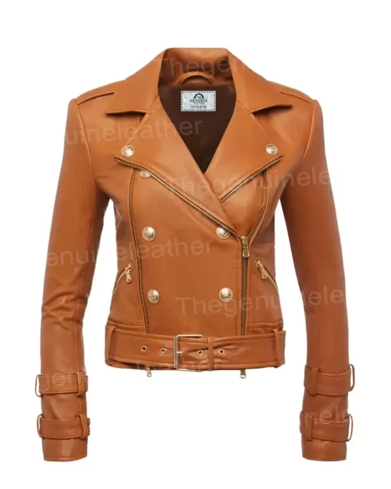 Womens Billie Belted Leather Jacket