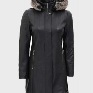 Alternative view of Womens Black Fur Hooded Coat