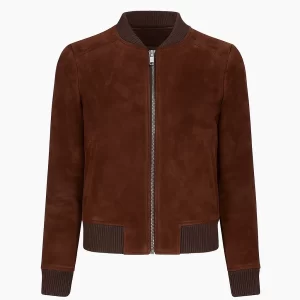 Women's Bliss Brown Suede Bomber Jacket