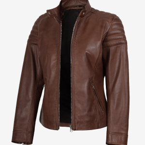 Alternative view of Women's Brown Biker Style Leather Jacket