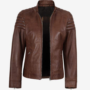 Women's Brown Biker Style Leather Jacket