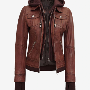 Tralee Women's Brown Bomber Leather Jacket