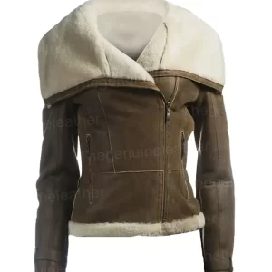 Women's Brown Leather Shearling Jacket
