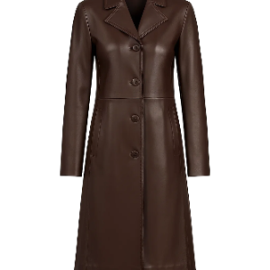 Womens Brown Real Leather Coat