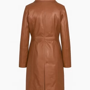 Alternative view of Womens Brown Single Breasted Leather Coat