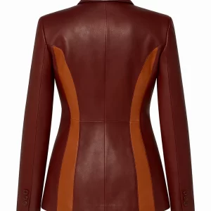Alternative view of Women’s Burgundy Two Tone Lambskin Leather Blazer