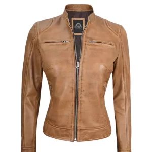 Womens Camel Brown Leather Jacket