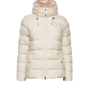 Womens Cream Puffer Jacket