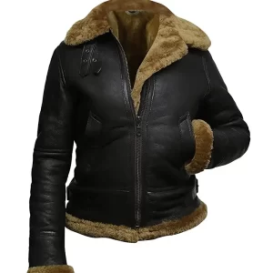 Womens Fur Aviator Flight Jacket