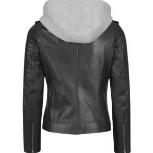 Alternative view of Women Hooded Leather Jacket