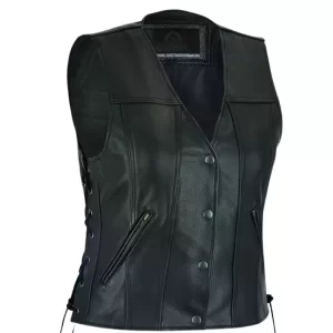 Alternative view of Women Motorcycle Black Leather Vest